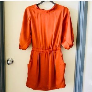 Michael Kors orange satin dress w pockets